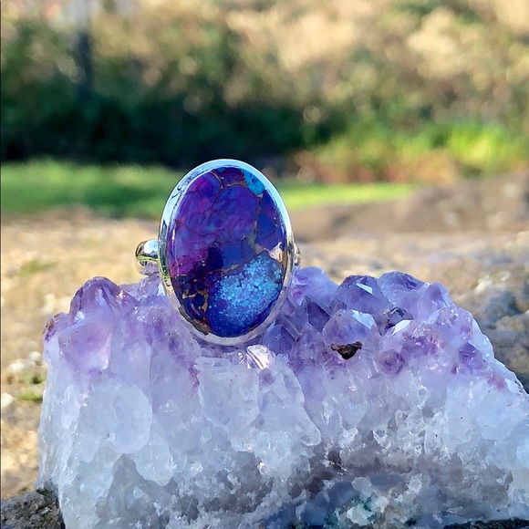 Purple Copper Turquoise Ring - Picture 2 of 8